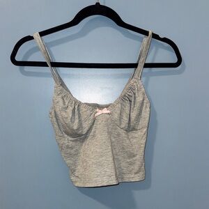 SHEIN Gray Tank Top with Pink Bow